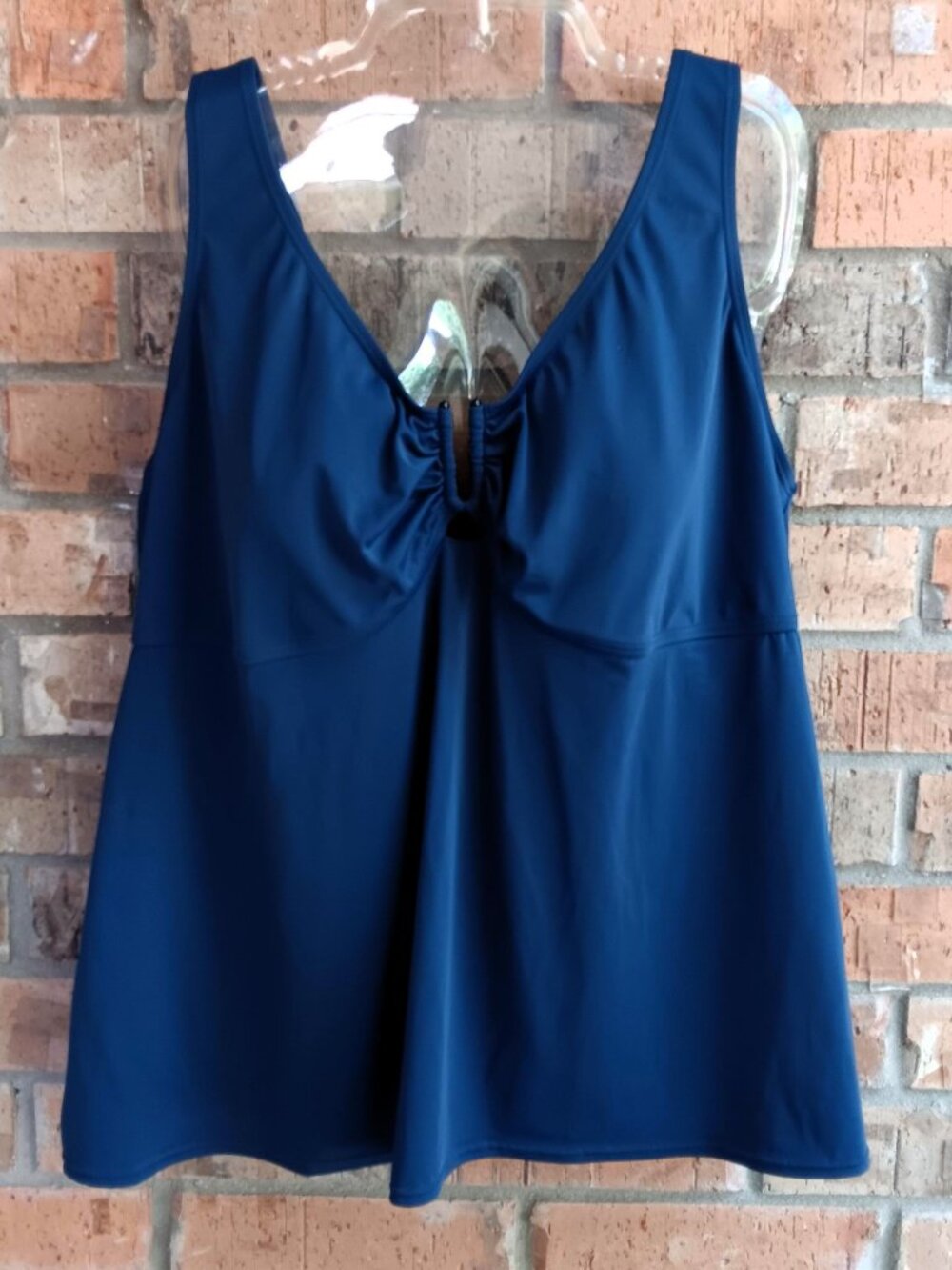 avenue swim Womens Swim Tankini Top Wide Straps Blue Size 22